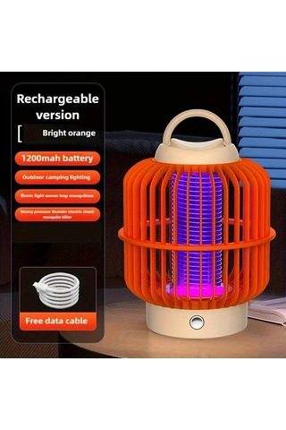 Xuweiwei Usb Şarj Edilebilir Turuncu Sivrisinek Öldürücü Lamba Ultra Geniş Menzilli Uzun Ömürlü Lityum Pil Abs Malzeme Ev Ofis Okul İçin