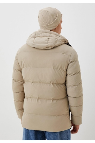 Erkek Şişme Mont Bej Kapüşonlu Termo Dolumlu Ve Iç Astarlı 6 Cep Dik Yaka Mont Ncs Jeans 4988-Bej