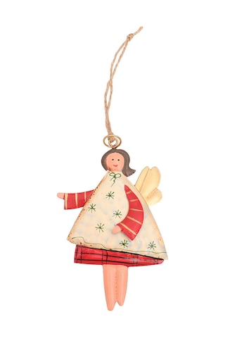 Teltree Noel Dekorasyonu: El Yapımı Demir İşlemeli Boyalı Melek Kız Askısı - Ağaç Süs Takımı Ve Aksesuarı