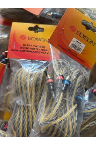 Edison Rca Kablosu 5 Metre Kaliteli Amfi Rca Ses Aktarım Kablo