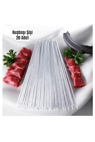 20 Adet Kuşbaşı Şişi 55 Cm ,et Mangal Yassı Şiş,barbekü Şişi