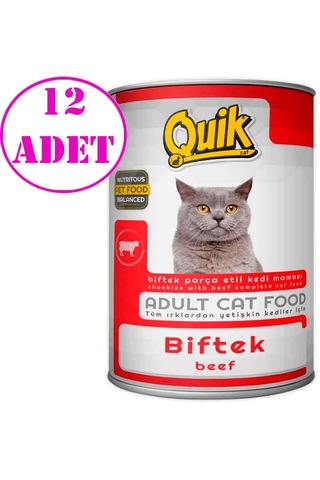 Quik Biftekli Kedi Konservesi 415 Gr 12 Ad