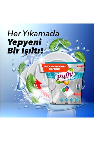 Puffy Hepsi Bir Arada Bulaşık Makinesi Deterjanı Kapsül 30 Yıkama