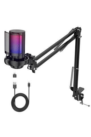 Driton Driton Youtuber Mikrofon Mv-6s Siyah Rgb Usb Oyuncu Yayınc