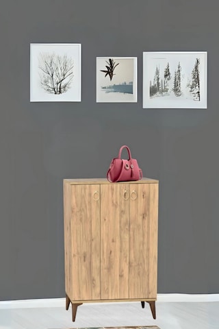 Sinbo Ayakkabılık Atlantik Çam 3 Kapaklı Raflı Yüksek Ayaklı Çok Gözlü Ayakkabı Dolabı 90x34x105 Cm