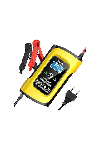 Padalink 12v Akıllı Akü Şarj Cihazı Otomobil Motosiklet Aküsü Tamiri 8a Lcd Ekranlı Isı Algılama 100-240v Avrupa Standartı Sarı