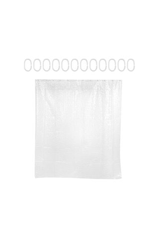 Şeffaf Eva Duş Perdesi Astarı Su Geçirmez Şeffaf 3d Su Kare Banyo Perdesi 71 İnç X 79 İnç, 12 Kanca Diğer