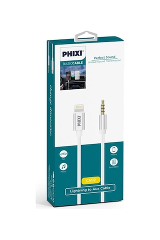 Phixi Basic Ca112 Metal Başlıklı 100cm Lightning To Silikon Aux Kablo-244