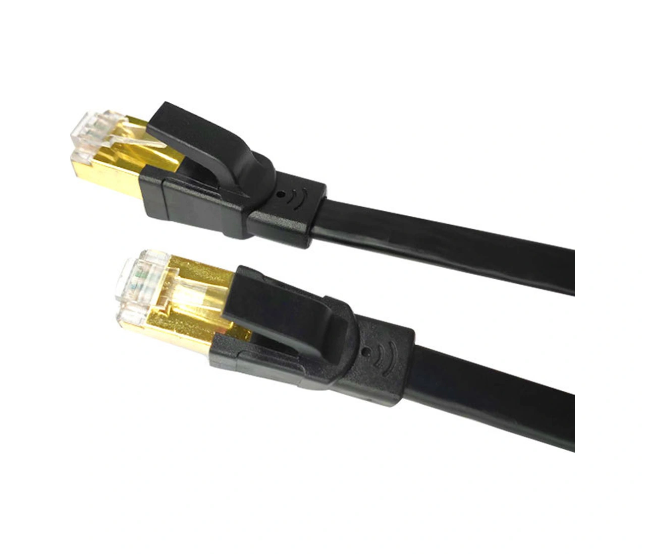 Qingmipy Cat8 Ethernet Kablosu 40gbps 2000mhz - 8 Çekirdekli Saf Bakır, Çift Koruma, Altın Kaplı Arabirim, Siyah 1m