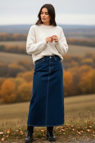 Dema Kadın Koyu Mavi Pamuklu Denim Etek Koyu Mavi