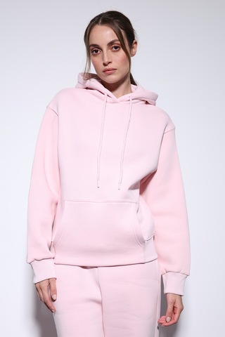 Antioch Kapüşonlu Basic Kadın Sweatshirt Pembe