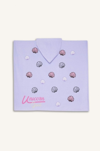 Defacto Kız Çocuk Baskılı Pamuklu Panço Havlu C1173a825smpr46 Mor