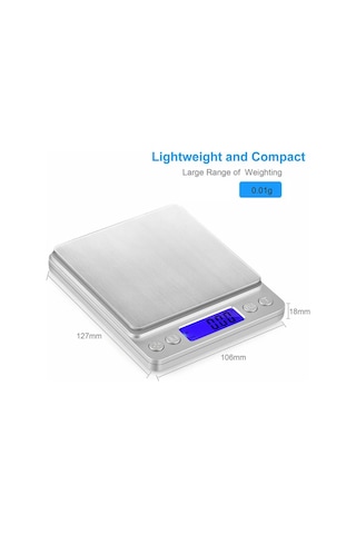 Geeksen 3 Kg Hassas Mutfak Terazisi, 0.1g Doğruluk, Büyük Lcd Ekran, Paslanmaz Çelik Platform, Otomatik Kapanma Diğer