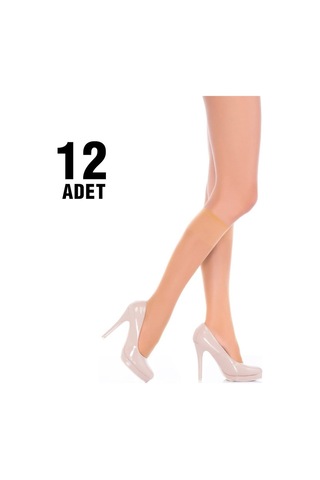 Özge Fit 15 Parlak Bayan Pantolon Çorap 12'li-28-TEN Ten Rengi
