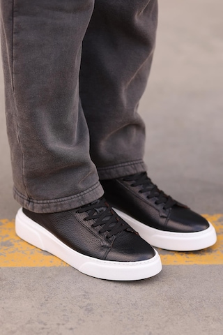 Shoetyle - Siyah Hakiki Deri Bağcıklı Erkek Sneaker 800-2501-1273 Siyah