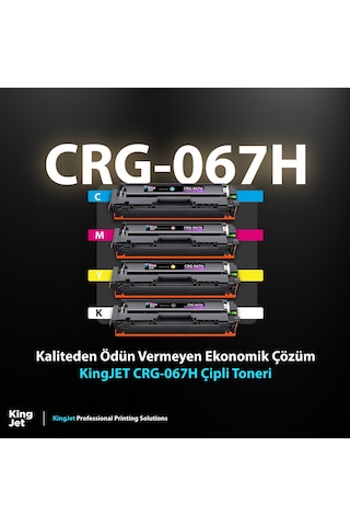 Kingjet Canon Uyumlu Crg-067h Yüksek Kapasiteli 4 Renk Takım Çipli Uyumlu, Toneri Mf655cdw