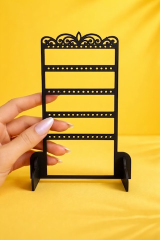 Dekoratif Küpe Standı Organizer 3d Baskı Takı Askılığı, Küpe Düzenleyici, Masaüstü Takı Standı Siyah