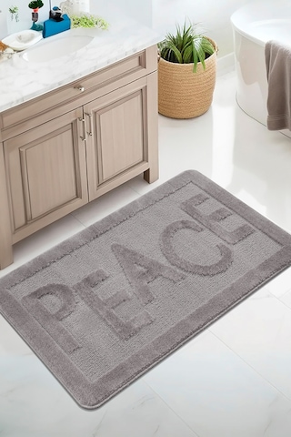 Doğal Kaymaz Taban Banyo Paspas Uzun Ömürlü Yumuşak Dokulu Su Emici Yıkanabilir Peace 60x100 Gri