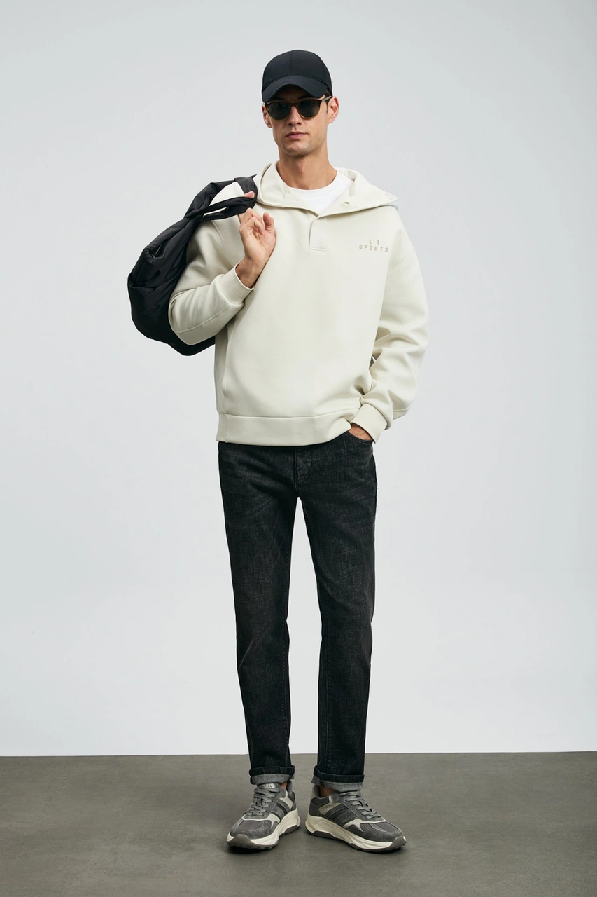 Lufian Erkek Quel Spor Slim Fit Jean Pantolon 112200263 Koyu Gri Koyu Gri