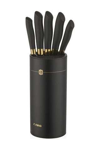 Neva N3294 Marble Plus Silindir 6 Lı Bıçak Seti Siyah