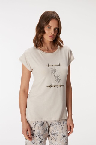 Anıl Man11383-1007 Anil Ev Giyim Man11383 11383 Kadın T-shirt Ve Pantolon Takım Gri