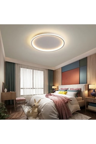 Beyaz Ø80 cm Çember Avize 3000K Sarı Işık Led Tavan Lambası