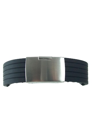 Siyah Klipsli Kauçuk Silikon Saat Kordonu 24mm Akıllı Pimli Kayış