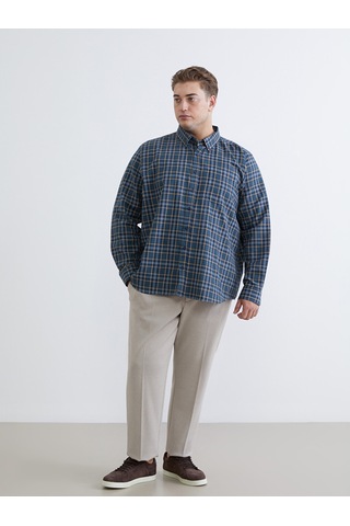 Lcwaıkıkı Classic Yeşil Büyük Beden Regular Fit Uzun Kollu Ekose Gabardin Erkek Gömlek