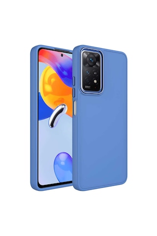 Zore Redmi Note 11s Global Kılıf Metal Çerçeve Ve Buton Tasarımlı Silikon Msra Luna Kapak - Pembe Pembe