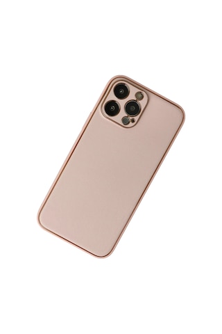 Cosmotex Newface Apple iPhone Uyumlu  13 Pro Max Kılıf Coco Deri Silikon Kapak - Pudra