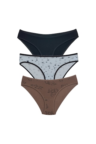Asist Secret Magic Asm1106 Kadın 3 Lü Renkli Karışık Pamuklu Bikini Külot Renklı