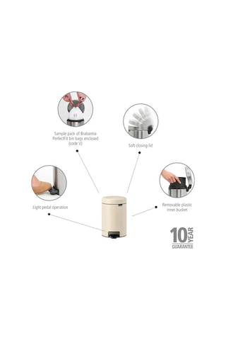 Newıcon Pedallı Çöp Kovası 3 L Banyo Veya Tuvalet İçin Küçük Çöp Kutusu Yumuşak Kapanan Kapak Kol Genel
