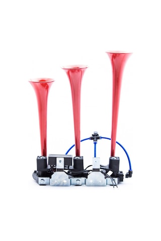 Ahmet Otomotiv Havalı Dali Dali Korna 3 Borulu 12volt Kırmızı