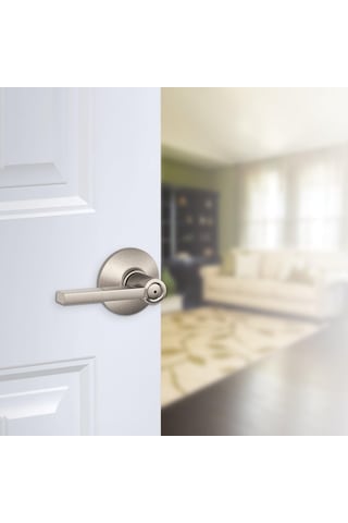 Privacy, Satin Nickel Round - Schlage F40 Lat 619 Latitude Privacy Lever, Satin Nickel