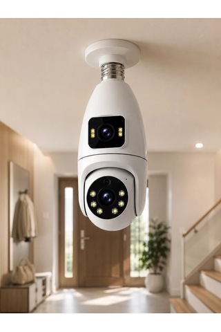 Mey İthalat 360 Ev İzleme Wi-fi Çift Lens Akıllı Ampul Kamera