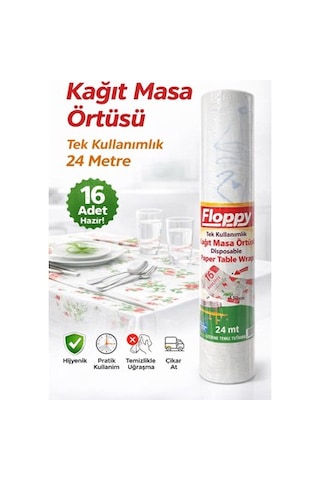 Şeylişeyler - Floppy Tek Kullanımlık Masa Örtüsü 100x150 Cm 5 Rulo 80 Adet Naturel - Çok Renkli