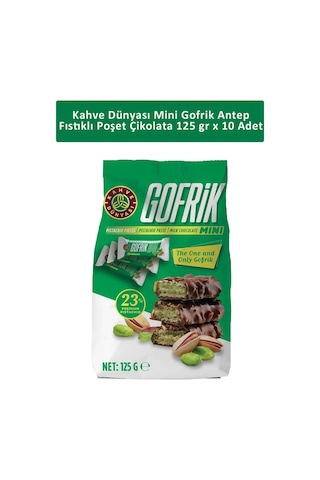 Kahve Dünyası Mini Gofrik Antep Fıstıklı Poşet Çikolata 10 x 125 G