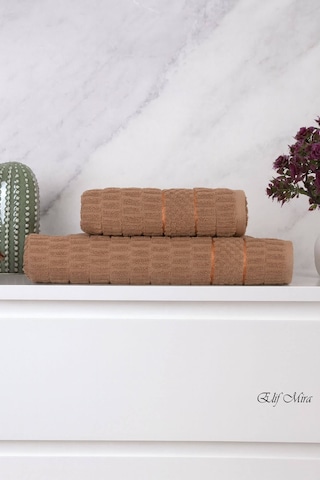 Banyo Havlu Seti %100 Pamuk 2 Parça 50 90 + 90 150 Cm Soft Comfort Kahverengi