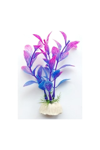 Plastik Süs Yapay Fanus Akvaryum Bitkisi Dekoru 10 Cm - Mavi Mor