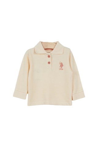 U.S. Polo Assn. Lisanslı Classic Bebek Uzun Kol Yakalı Sweatshirt Fil Dişi
