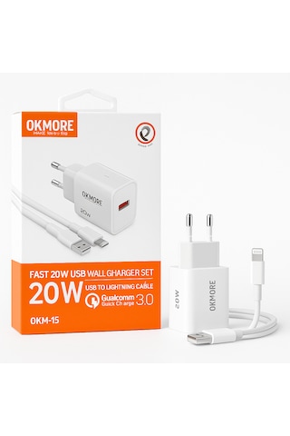 20w Hızlı Şarj Adaptörü + Lightning Kablo Seti Apple Uyumlu iPhone 14 Promax / 14 / 13 / 12 / 11 / X / 8 / 7 / 6 Serisi 20W Adaptör+1M Kablo