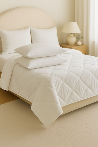 Formeya Beyaz Çift Kişilik Yastık ve Yorgan Seti 195X215 Beyaz