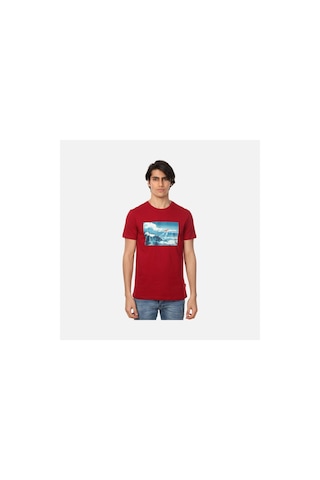 John Frank Free Erkek Bordo Baskılı T-shirt Siyah