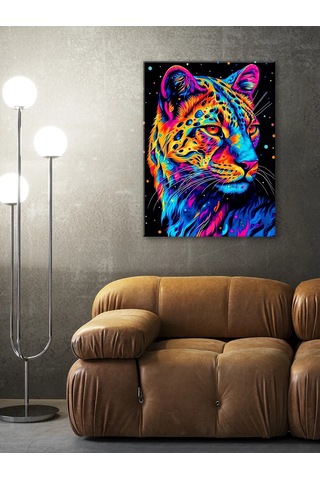Fluid Siyah Tuval Üzerinde Rainbow Leopard Numaralı Tablo 235786175