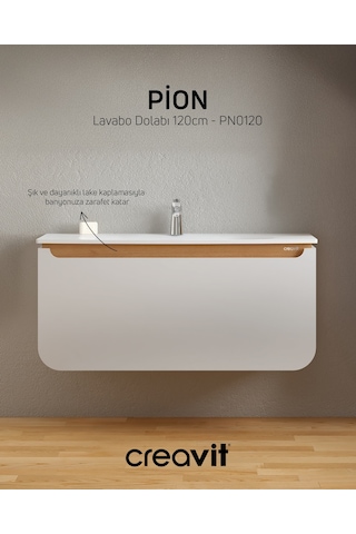 Creavit Pion Lavabo Dolabı 120 Cm Beyaz-meşe Beyaz