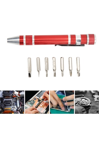 Wezone Alüminyum Cücelik Kalem 8'li Uçlu Manyetik Tamir Aleti Ev Ofis Uygun