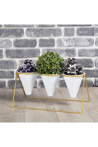 Fullreyon Vıpclass 3 Saksılı Metal Çiçek Standı - Saksılar Dahil - Vgb Diğer