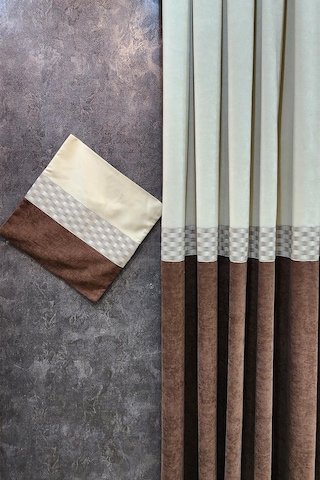 Pera Pano Fon Perde Krem Kahverengi Renk Kahve Rengi