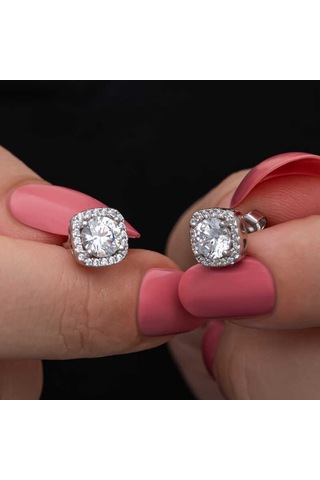 Blackcraft 925 Ayar Gümüş Kare Montür Tek Taş Kadın Set Bc-6f5a83 Beyaz