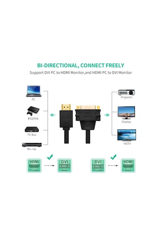 Ugreen Hdmi To Dvi 24+5 Dönüştürücü Kablo